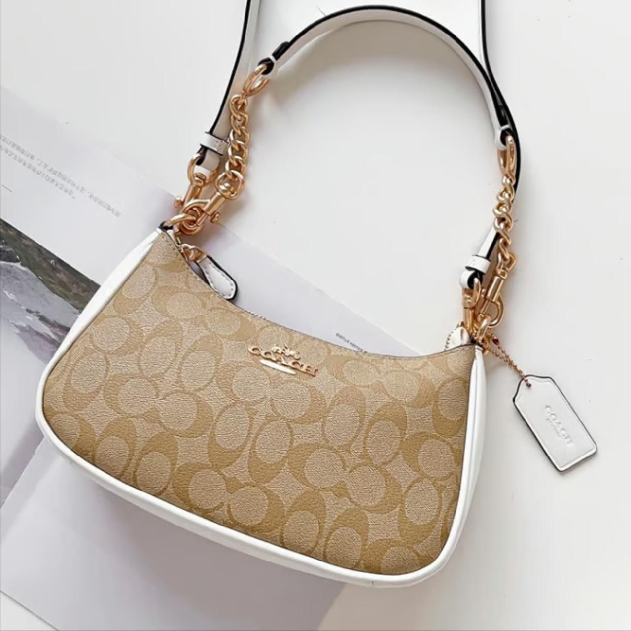 Coach Teri Apricot White Shoulder Bag (With Box)
