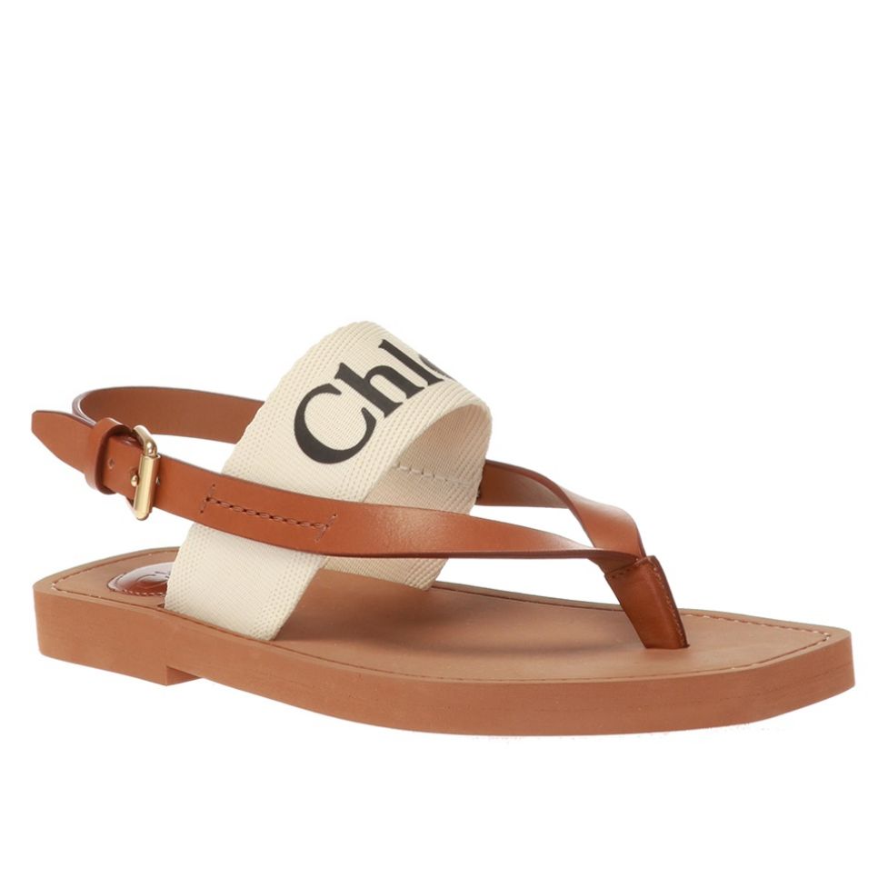 Chloe Woody Beige Thong Sandal For Women