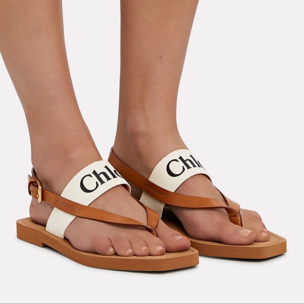 Chloe Woody Beige Thong Sandal For Women
