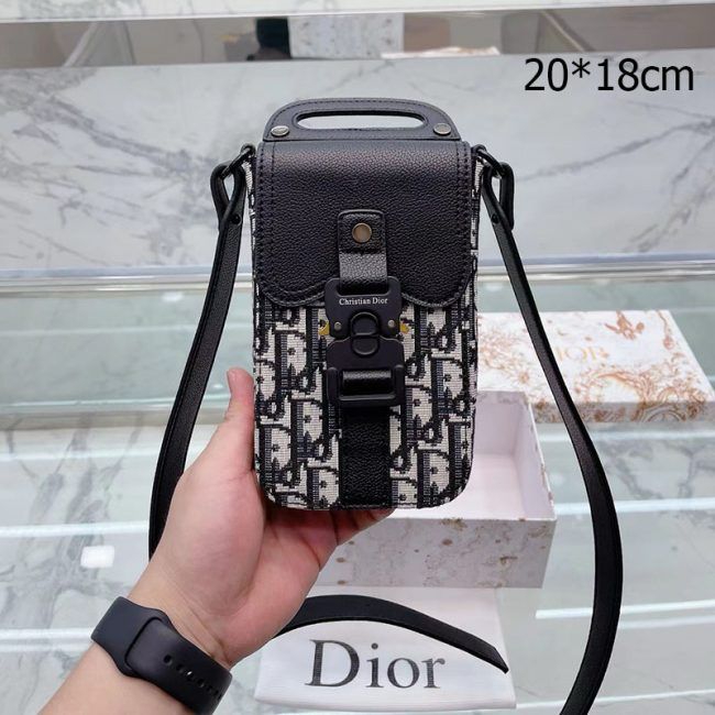 Dior Saddle Black Vertical Pouch Sling Bag (With Box)