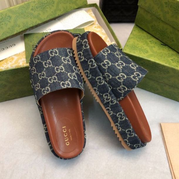 Gucci GG Canvas Denim Slide Sandle