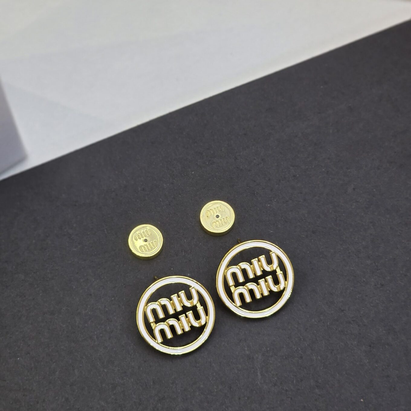 Miu Miu White Round Mono Earring