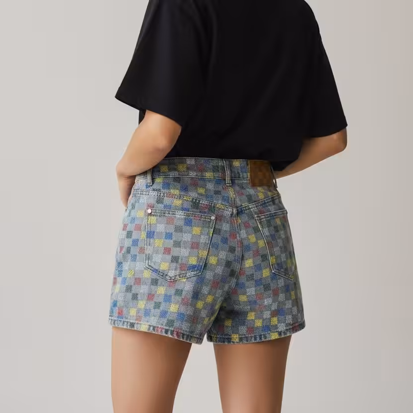 WhatsApp Image 2025-12-01 at 7.07.15 PM (1) Louis Vuitton check Denim Shorts For Women