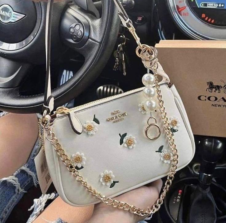 Coach Nolita 19 White Flower Shoulder Bag (With Box)