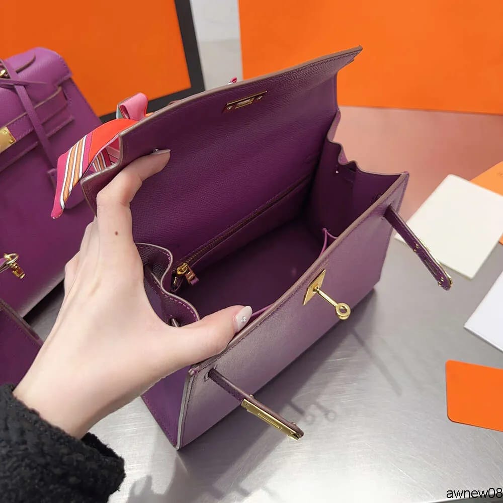 Hermes Kelly 25cm Purple Premium Handbag (With Double Box)