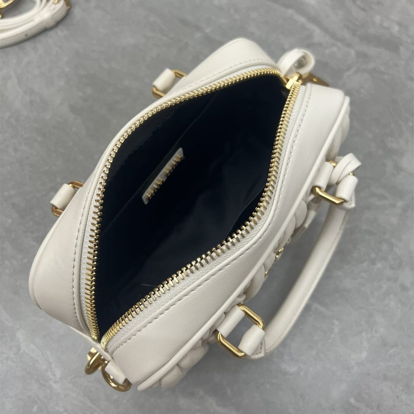 Miu Miu Arcadie Matlasse Nappa White Bowling Bag (With Box)