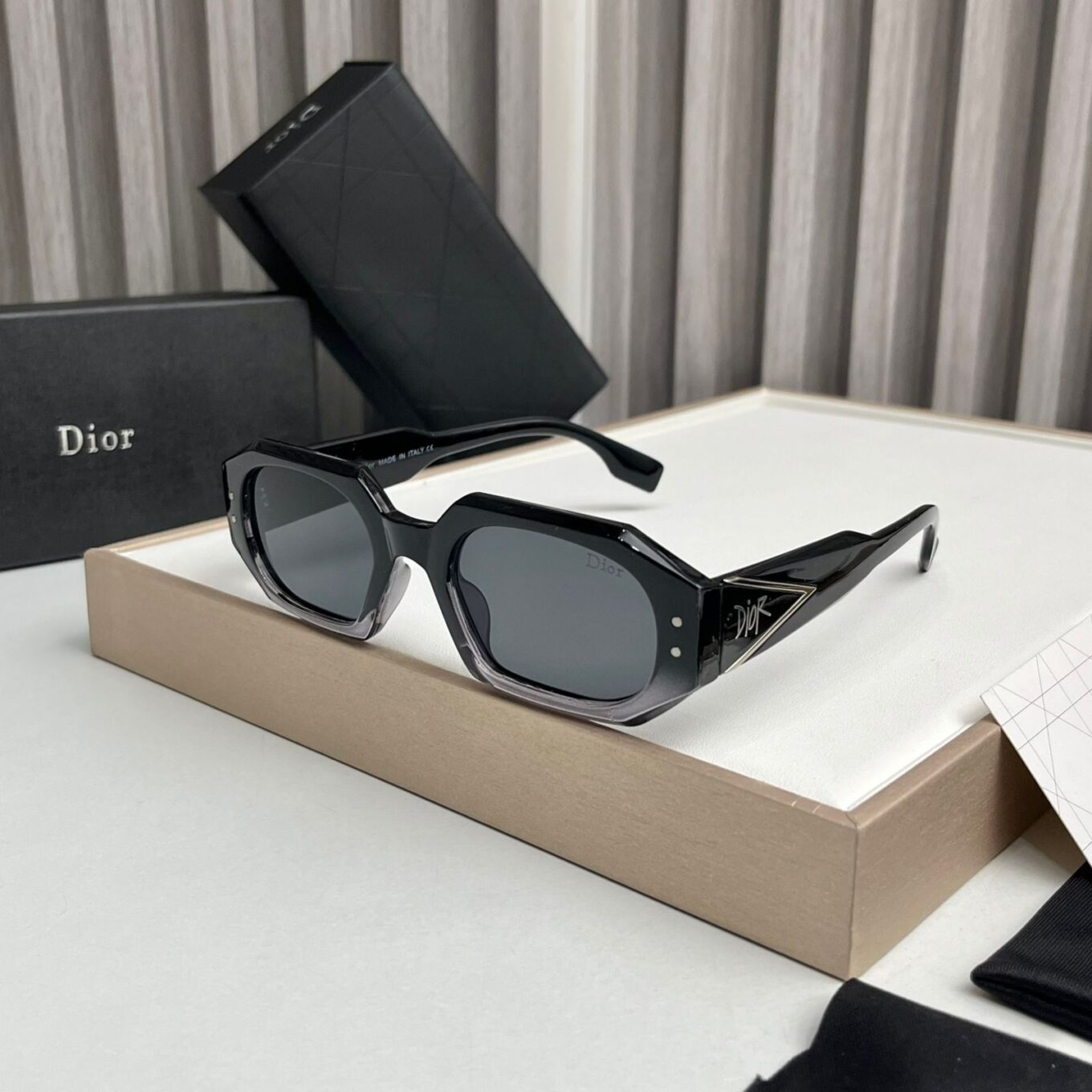 Dior Black & Grey Rectangular Sunglass For Women