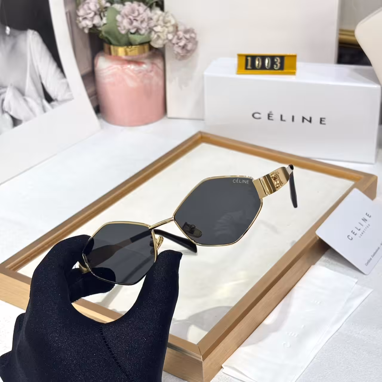 Celine Black Tint Hexagon Women’s Sunglass