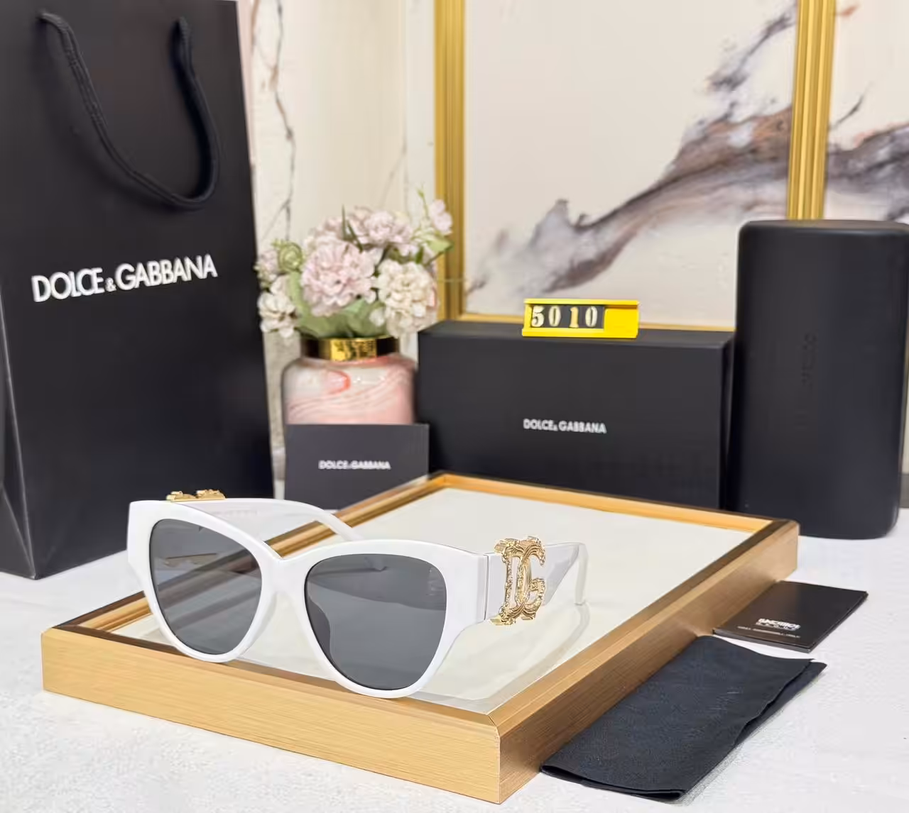 WhatsApp Image 2025-11-12 at 6.01.46 PM Dolce & Gabbana Cat-Eye Sunglasses White Frame with Gold DG Logo