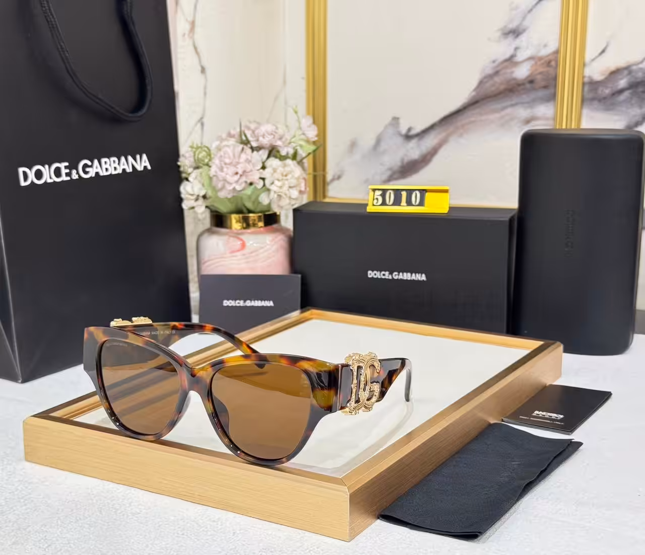 WhatsApp Image 2025-11-12 at 6.13.51 PM Dolce & Gabbana Cat-Eye Sunglasses Tortoiseshell Brown Frame with Gold DG Logo