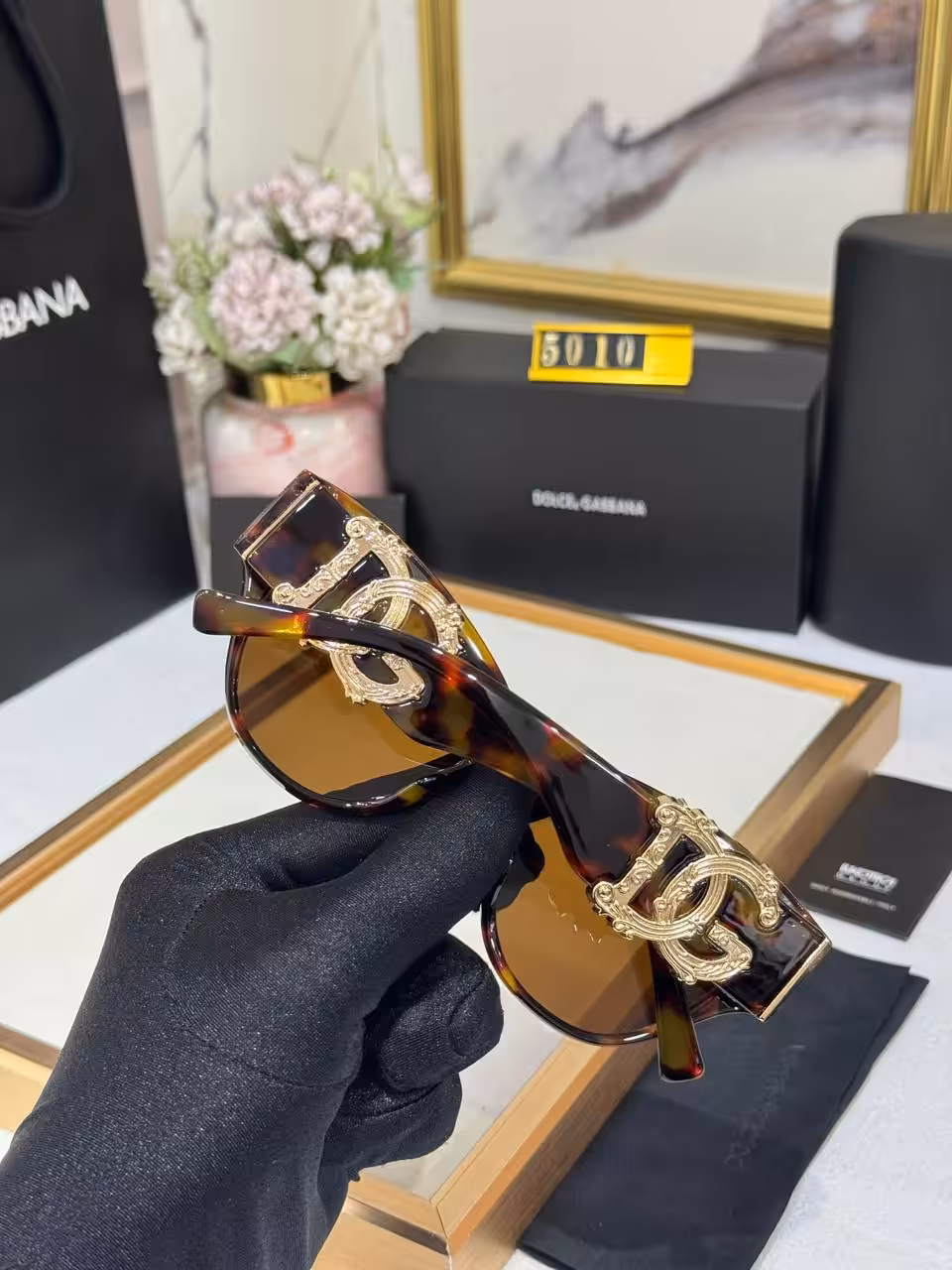 WhatsApp Image 2025-11-12 at 6.13.52 PM (1) Dolce & Gabbana Cat-Eye Sunglasses Tortoiseshell Brown Frame with Gold DG Logo