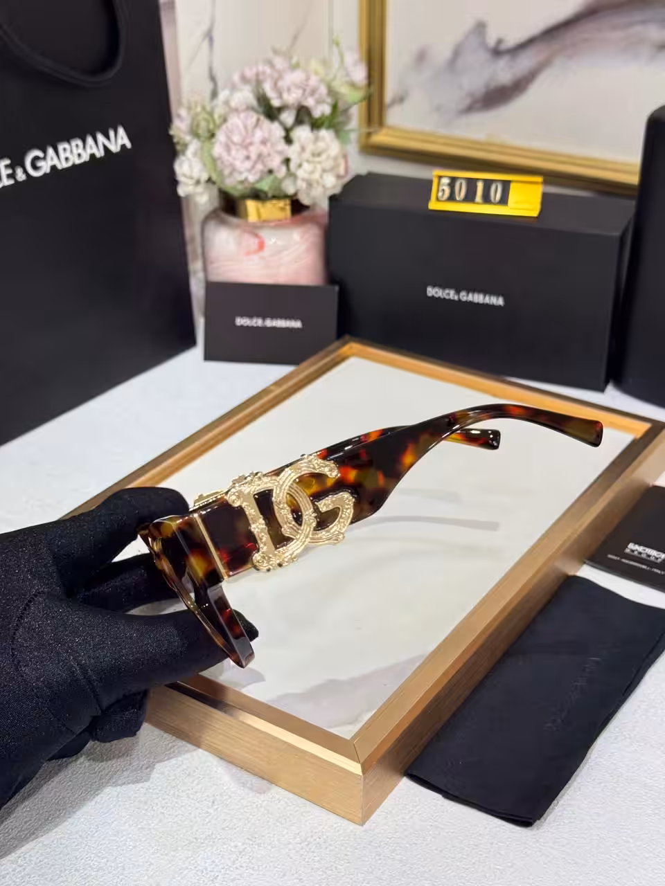 WhatsApp Image 2025-11-12 at 6.13.52 PM Dolce & Gabbana Cat-Eye Sunglasses Tortoiseshell Brown Frame with Gold DG Logo