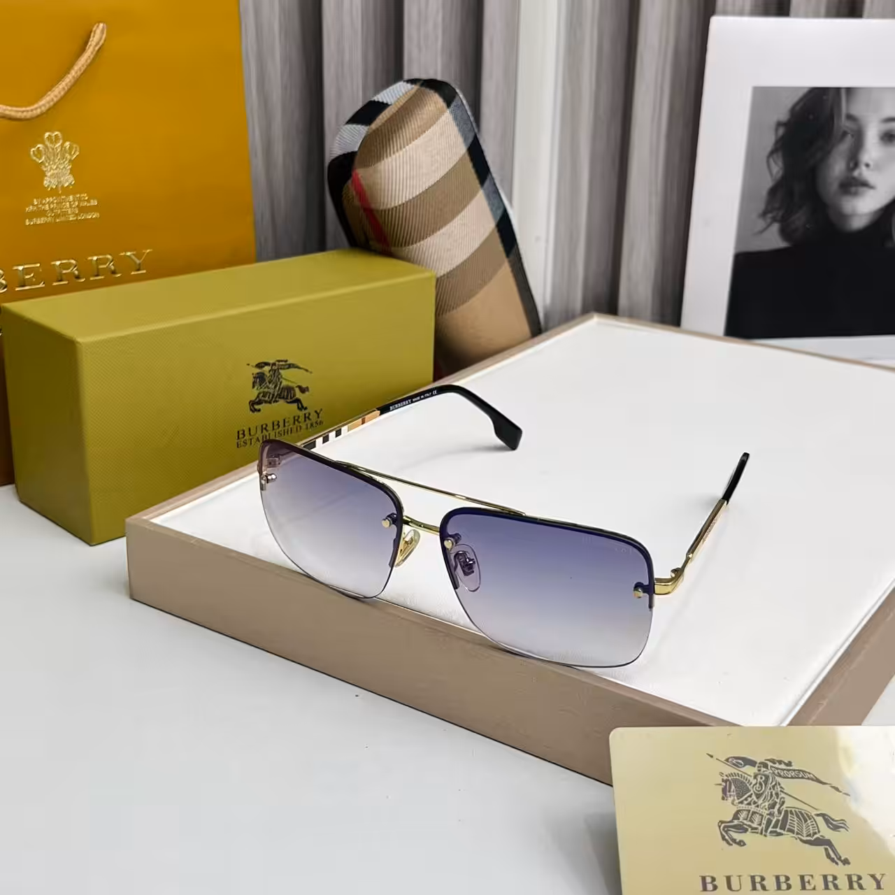 WhatsApp Image 2025-11-20 at 7.22.42 PM Burberry Rimless Square Gradient Gold Sunglasses