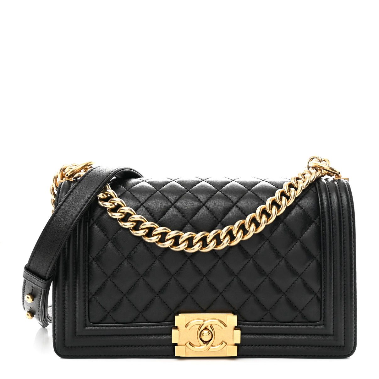 Chanel Leboy Medium Black Color Gold Accessories Sling Bag (With Box)