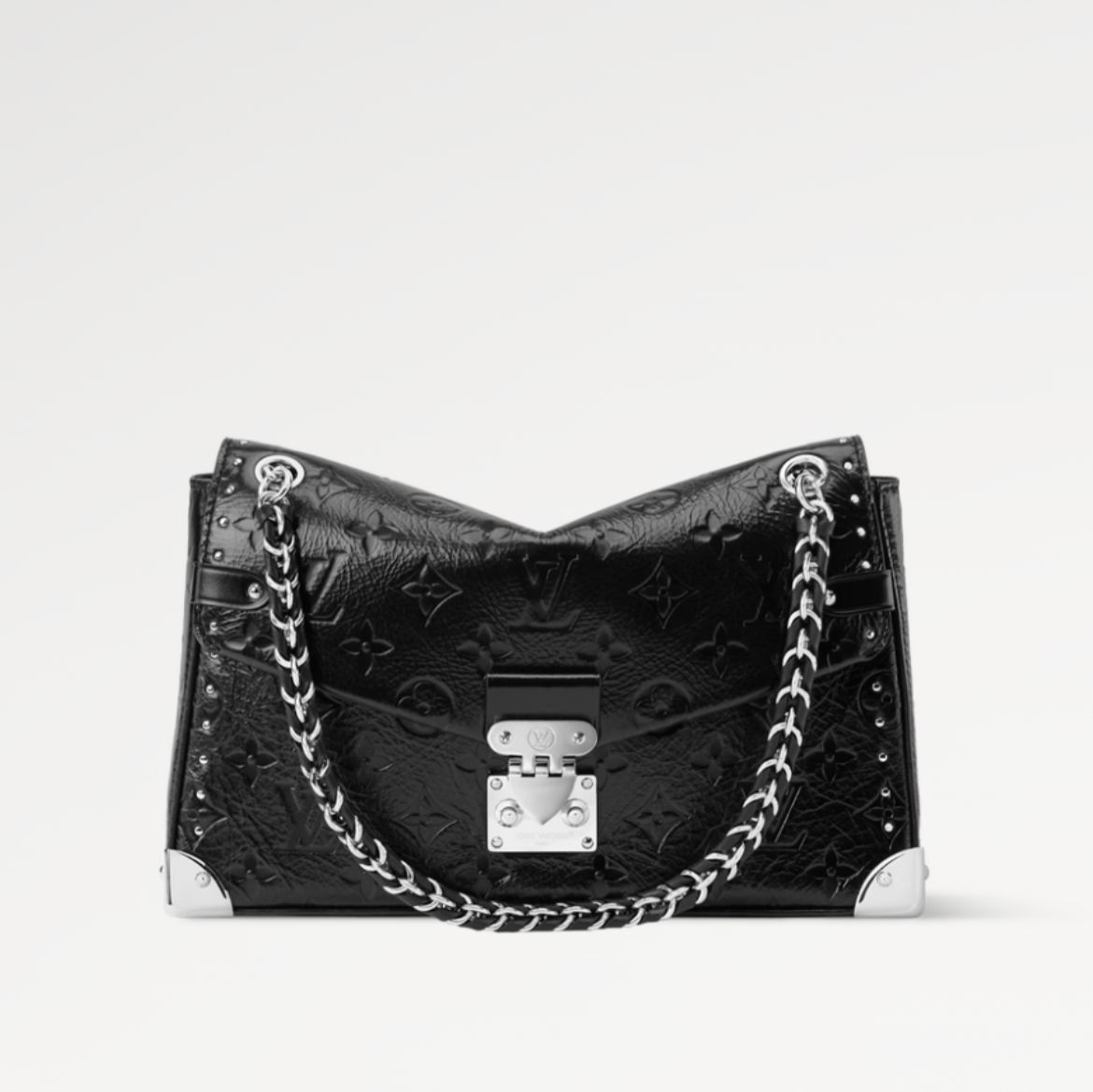 Louis Vuitton Trunkie Black Embossed Premium Sling Bag (With Box Double Box Packaging)