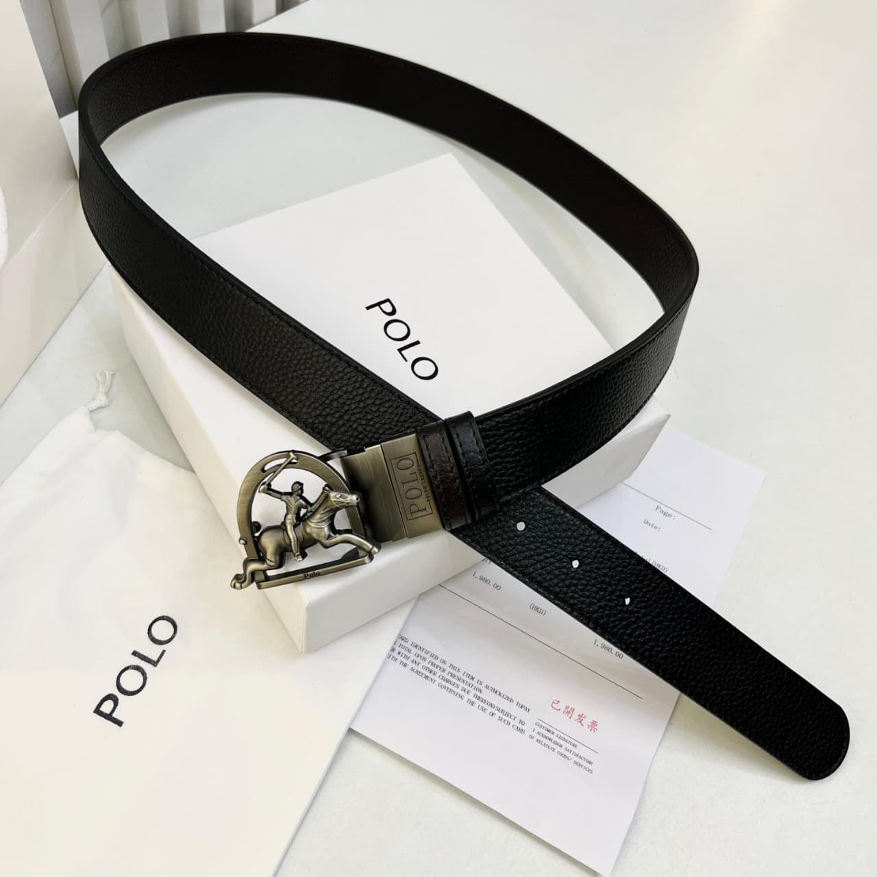 Ralph Lauren Polo Signature Horse Buckle Black Men's Belt